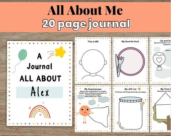 All About Me Journal for Kids, Social Emotional Learning, Back to School, First Day of School, School Counselling, Kids Self Esteem