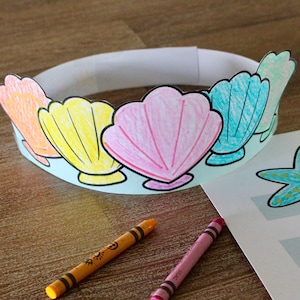Under the Sea Printable Crowns, Seashell and Starfish Crown, Summer Preschool Craft, Ocean Activity