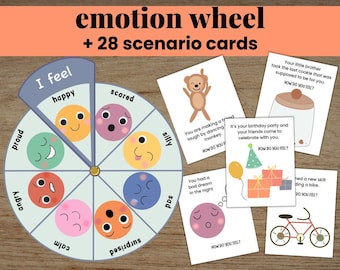 Emotion Wheel and Emotion Scenario Cards, Social Emotional Learning, Preschool Curriculum, Kindergarten, Calm Corner