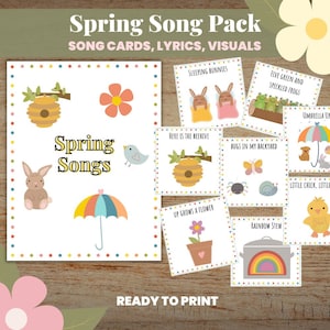 Pacchetto di canzoni Spring Summer Circle Time, programma scolastico prescolare, musicoterapia, cinque rane verdi maculate, schede di scelta delle canzoni