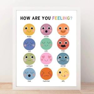 How Are You Feeling Emotions Poster, Social Emotional Learning Printable for Kids,Calm Corner, Emotional Regulation, School Counselling