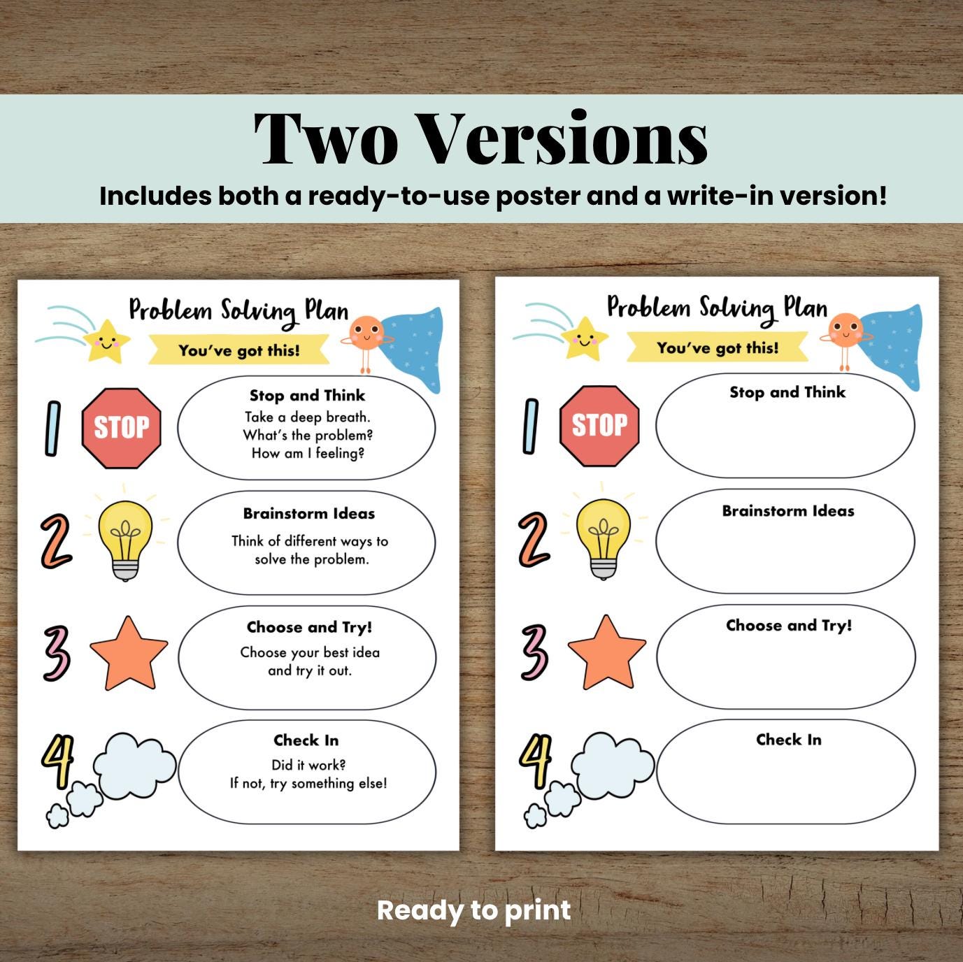 Problem Solving Printable for Kids, Social Emotional Learning ...