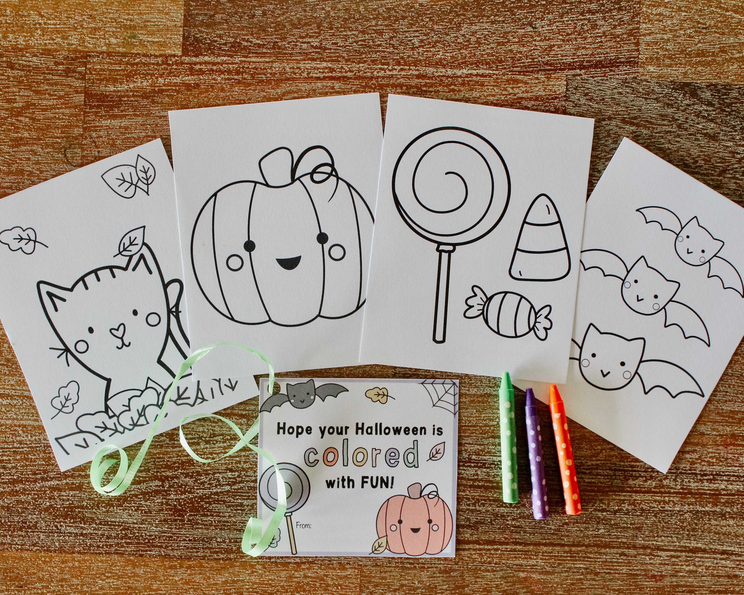 Printable Halloween Gift Tag and Mini Coloring Pages, Halloween