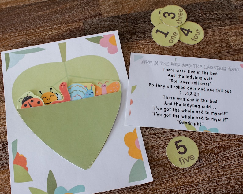 Bug Counting Song Activity, There Were 5 in the Bed, Nursery Rhyme ...
