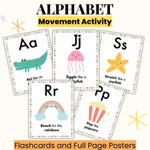 Alphabet Flashcards, ABC Movement Cards, Alphabet Letters of the Week, Preschool Curriculum, Circle Time, Literacy