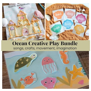 Ocean Preschool Activity-bundel, liedjes, knutselen, cirkeltijd, kaarten oceaanbewegingen