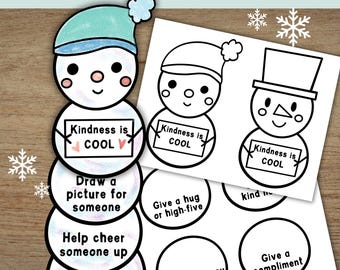 Snowman Kindness Craft, Winter SEL, Kindergarten Preschool Curriculum, Social Emotional Activity, Build a Snowman Printable