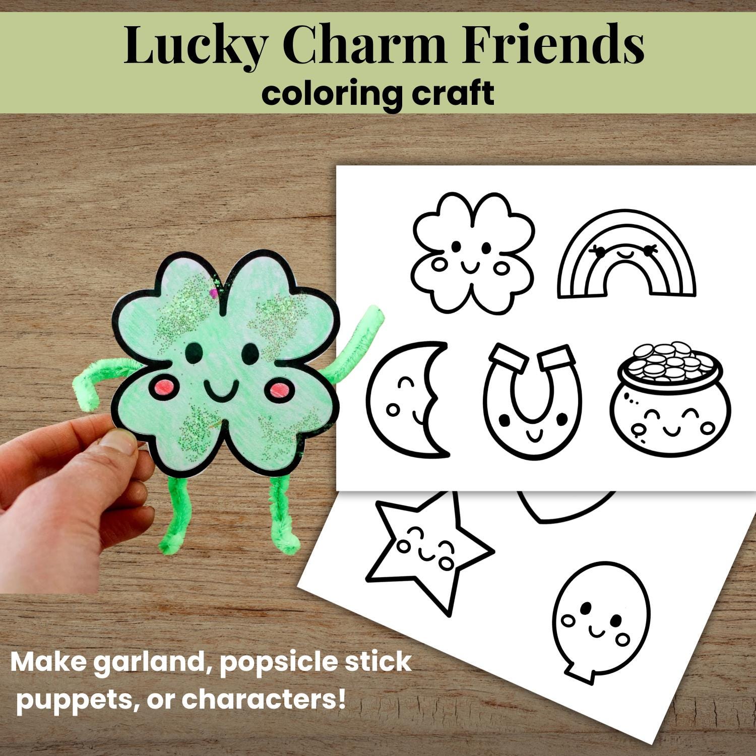Lucky Charm Craft Printable, St Patrick’s Day Preschool Activity, Fine ...