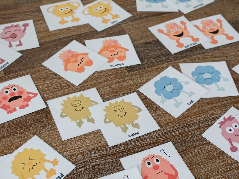 Monster emotion memory game emotion activities for preschoolers and