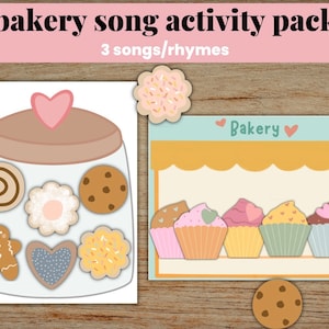 Bakery Song Activity Pack, Cookie Preschool Printables, Cookie Counting, 5 Little Cupcakes, Circle Time Activities