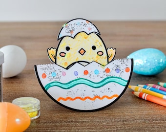 Easter Egg Chick Printable Craft, Spring Craft for Preschool, Cut and Paste Fine Motor Activity