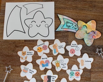 Kindness Stars Craft Activity, This Little Light of Mine, Preschool Acts of Kindness, Social Emotional, Therapy Activities for Kids