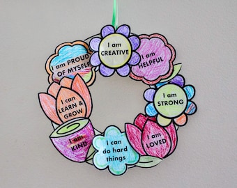 Spring Flower Wreath Craft, Social Emotional Learning, Preschool Printables, Kindergarten, Growth Mindset Activity