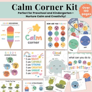 Calm Down Corner Printable Kit, Beruhigungsecke Poster, Emotionsregulierung, Klassenzimmer, sozial emotional, Emotionskarten