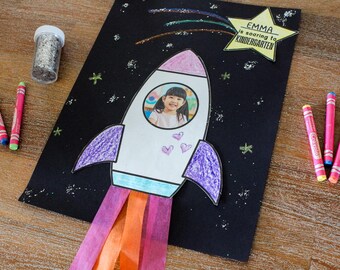 Rocket Preschool Pre-k Graduation Craft Idea, End of Year Rocketship Craft, Kindergarten