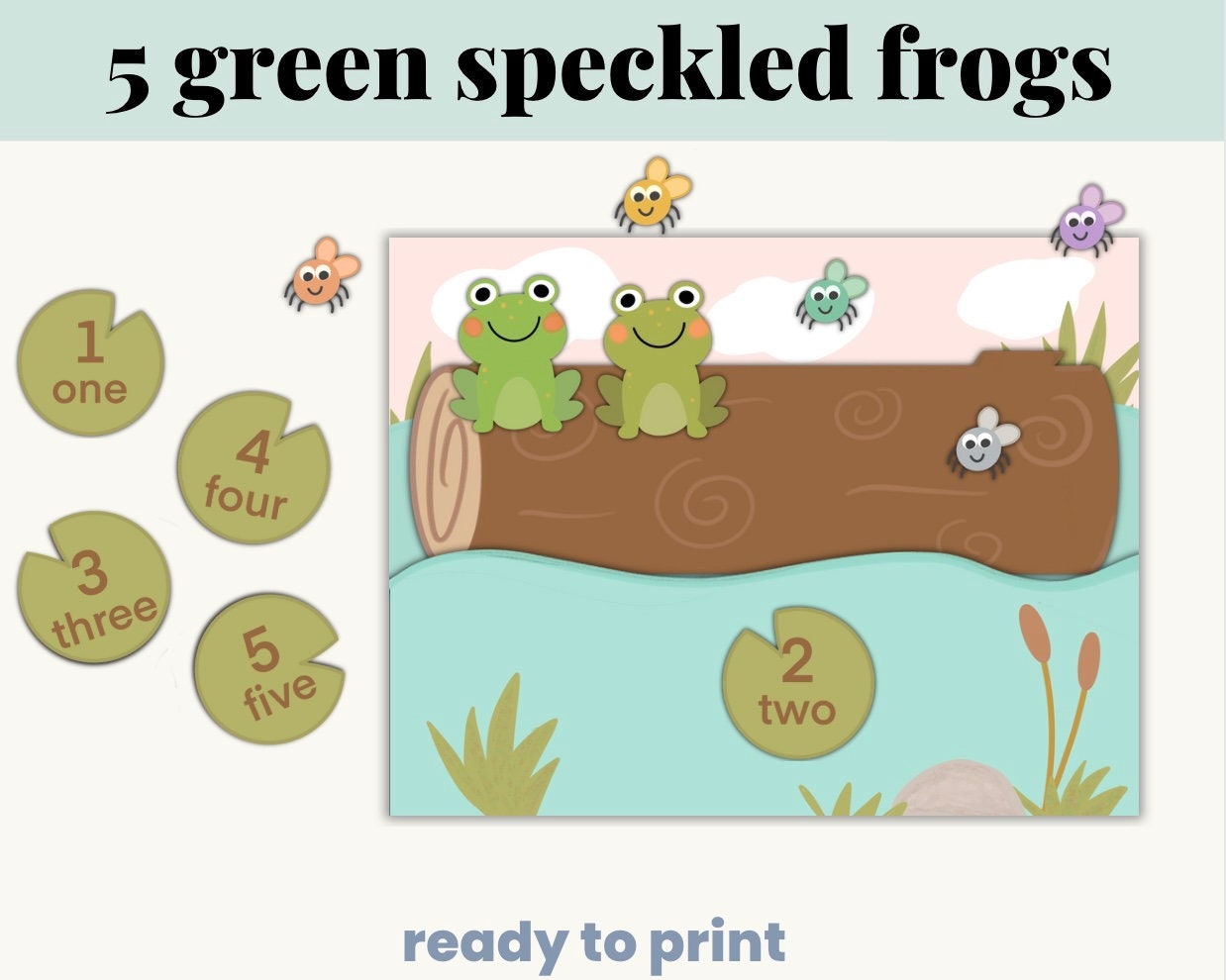 Five Green and Speckled Frogs Song, 5 Little Speckled Frogs Activity ...