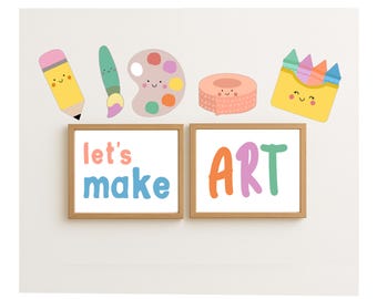 Art Classroom Posters: Let's Make Art, Craft Corner Decor (Digital Download)