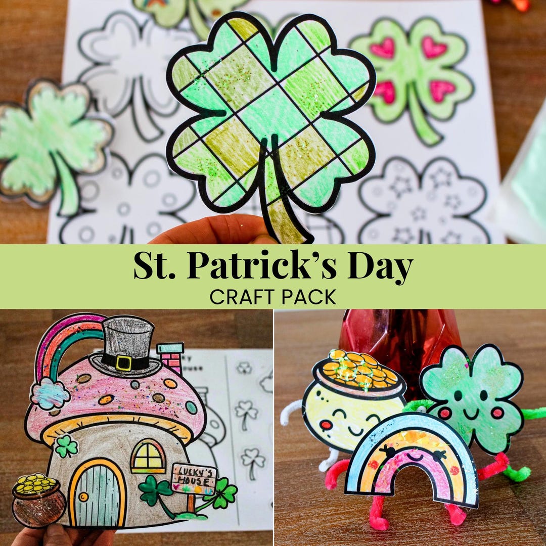St Patrick’s Day Craft Bundle for Kids, Leprechaun Craft, Clover ...