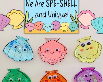 Seashell Bulletin Board Craft, Back to School Classroom Display, Preschool Decor