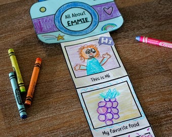 All About Me Camera Craft Printable, Back to School Keepsake Activity, Classroom Bulletin Board