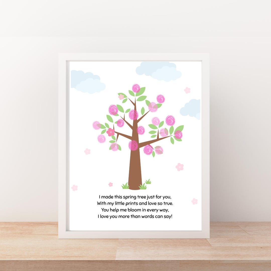 Spring Fingerprint Tree Art and Poem, Preschool Mother’s Day Handprint ...