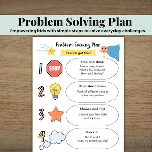 Problem Solving Printable for Kids, Social Emotional Learning, Classroom Resources, School Counselling, Emotional Regulation