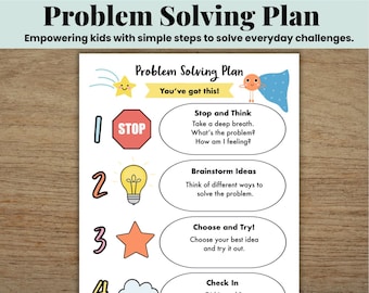 Problem Solving Printable for Kids, Social Emotional Learning, Classroom Resources, School Counselling, Emotional Regulation