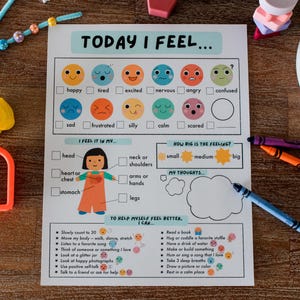 Feelings Check-In Printable for Kids, Self Regulation, Emotional Regulation, Social Emotional Learning, Calm Corner, School Counselling