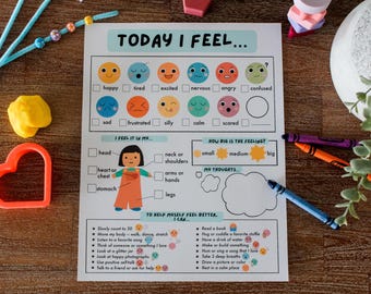 Feelings Check-In Printable for Kids, Self Regulation, Emotional Regulation, Social Emotional Learning, Calm Corner, School Counselling