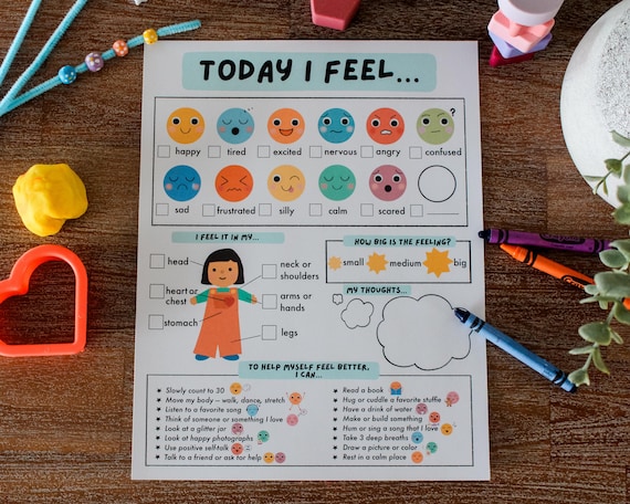 Feelings Check-In Printable for Kids, Self Regulation, Emotional Regulation, Social Emotional Learning, Calm Corner, School Counselling