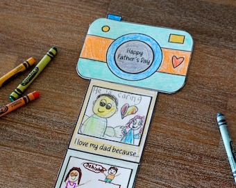 Father's Day Card Craft Printable, Camera Craft for Dad