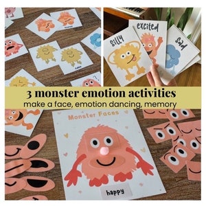 Activités à imprimer Monster Emotion, Impressions préscolaires émotions, Apprentissage social et émotionnel, Thérapie par le jeu, Petite enfance