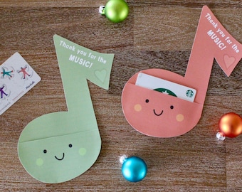 Music Note Gift Card Holder, Music Teacher Gift, Teacher Thank You Gift, Piano Teacher, Music Therapist, Elementary Music