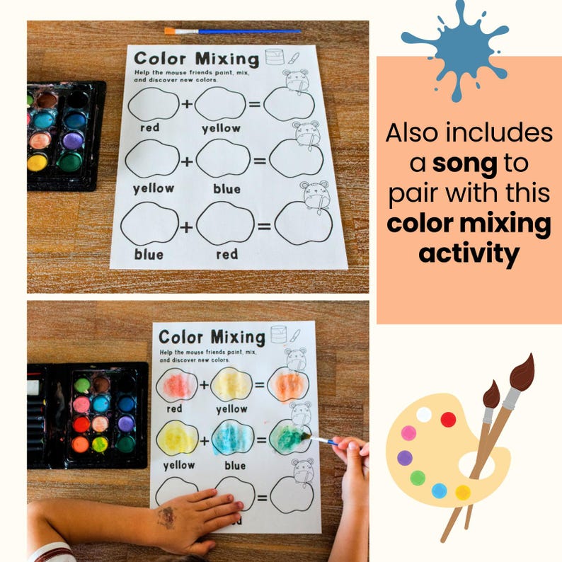 Mouse Paint Storytelling Props for Preschool Circle Time, Color Mixing ...