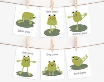 Frosch Yoga Karten, Kinder Yoga Karteikarten, Bewegungsaktivität, Frosch Vorschule Printables, Selbstregulierung