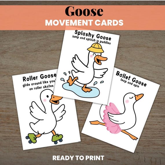 Printable Goose Movement Cards, Preschool Circle Time, Kindergarten, Classroom Resources, Brain Breaks, Classroom Goose