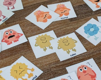 Monster Emotion Memory Game, Emotion Activities for Preschoolers and Kindergarteners, Social Emotional Learning, Play Therapy