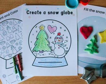 Snow Globe Activities and Crafts, Winter Preschool Printables, Preschool Curriculum, Kindergarten, Fine Motor Activities, Sensory Play