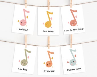 Love Notes, Affirmation Cards for Kids, Kids Affirmations Printable, Mindful Kids, Music Education, Music Therapy, Music Classroom Decor