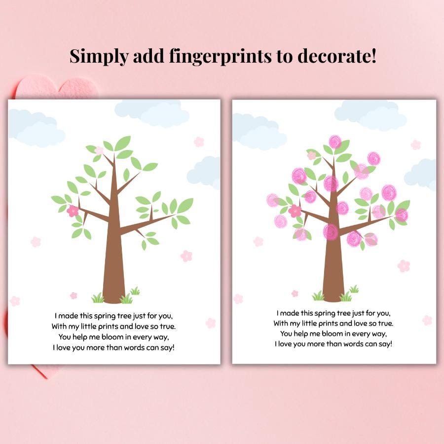 Spring Fingerprint Spring Fingerprint Tree Art and Poem, Preschool Mother’s Day Handprint ...