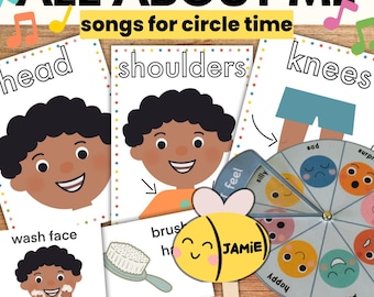 All About Me Circle Time Song and Activities, Preschool Self Portrait Craft, Back to School Kindergarten