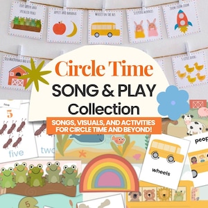 サークルタイムの歌と歌のビジュアル、幼児向け音楽アクティビティ、ストーリーテリングの小道具と印刷物