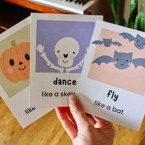 Tarjetas didácticas de movimiento de Halloween, tarjetas de movimiento, actividades imprimibles de otoño, actividad de Halloween, imprimible de Halloween, actividades con temática de otoño