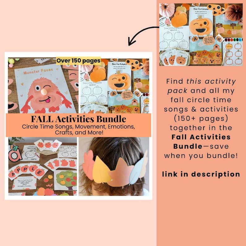 Actividades imprimibles de calabazas, actividades imprimibles de otoño para preescolar y jardín de infantes, imprimibles con temática de otoño para niños, preescolar de Halloween imagen 3