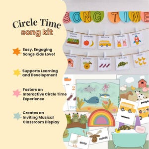 Printable Circle Time Song Kit, Preschool Curriculum, Kindergarten, Early Childhood, Classroom Decor, Prek Activities