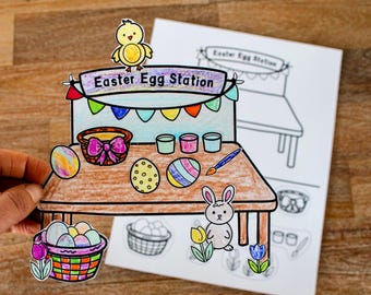 Easter Egg Station Spring Cut and Paste Craft, Fine Motor Printable Craft Activity