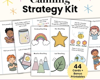 Calming Strategy Cards for Kids, Emotional Regulation, Calm Down Corner, Coping Skills, Social Emotional