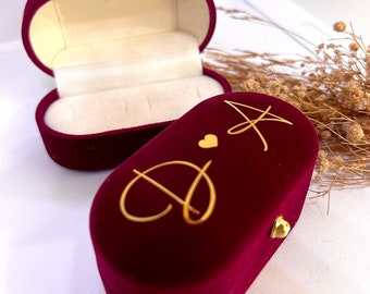 Wedding ring box • Wedding ring box • Ring box • Jewelry box • Ring band • Table decoration • Personalized ring box • Velvet ring box