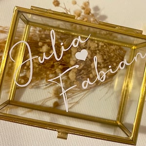 Ring box gold | Ring box made of glass square | personalized for wedding velvet ring box heart ring box
