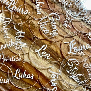 Personalisiertes Namensschild - Acrylglas - Tischkarte- Platzkarte - Hochzeit - Gastgeschenk - personalisierte Platzkarten